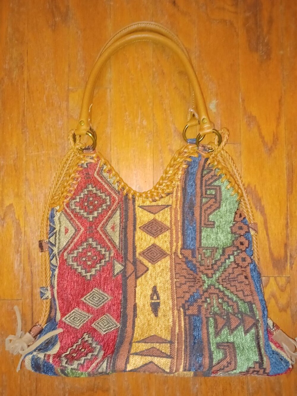 Sagefinds Southwestern Natrona Tapestry Shoulder Bag with Braided Trim